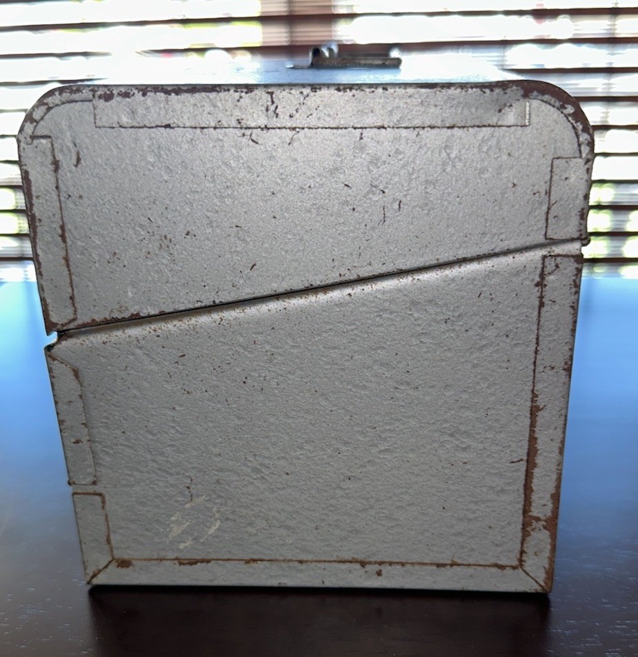 Metal Box Movie 8mm Film 12 Reel Holder Carrying Case 9 1/2” X 5 1/2” X 5 1/2”