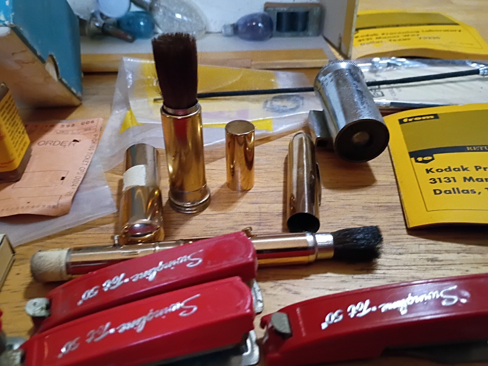 Misc camera parts flash bulbs vintage staplers and more