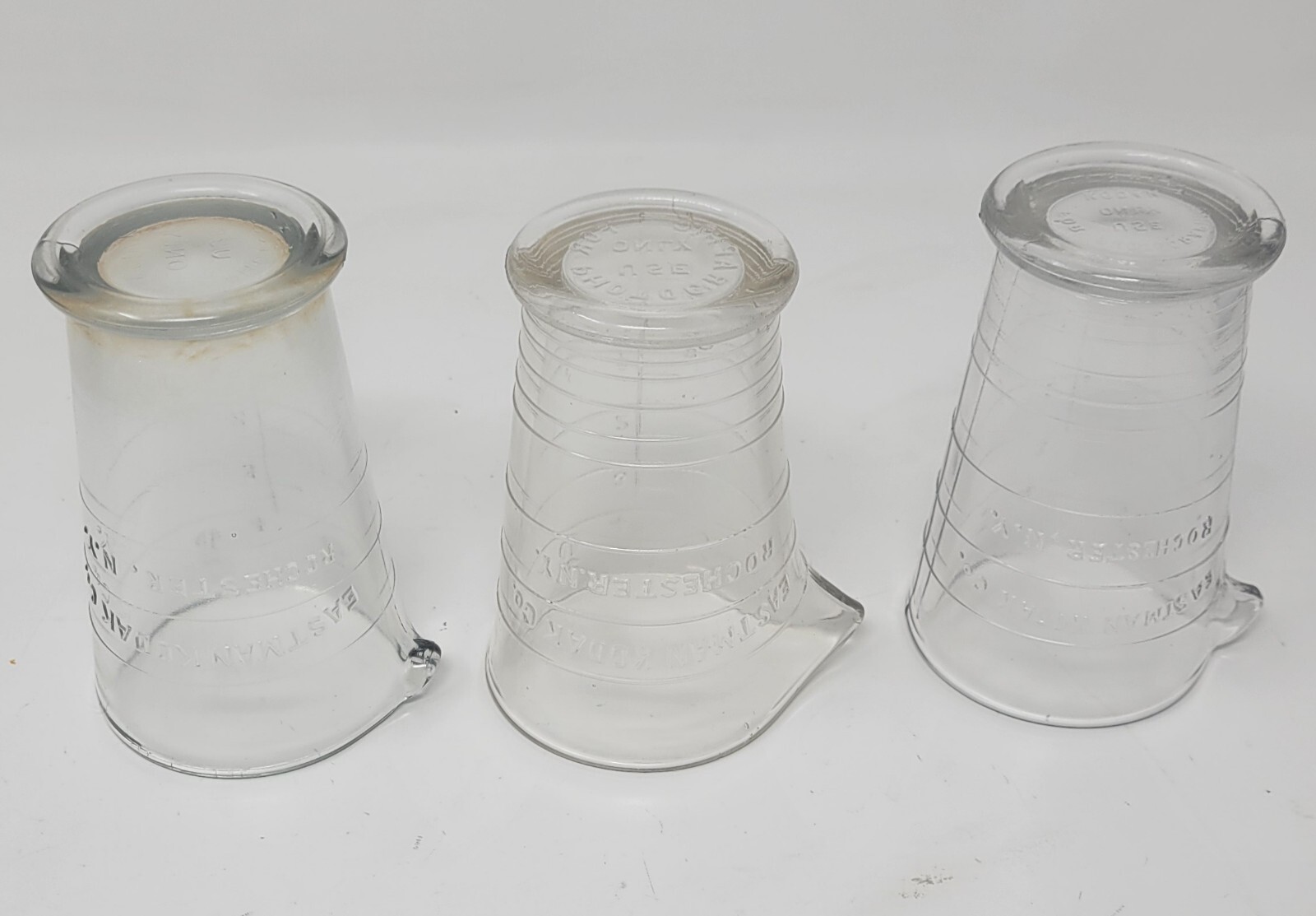 Vintage Eastman Kodak Co. 4oz. Photographic Use Glass Beakers Lot of 3