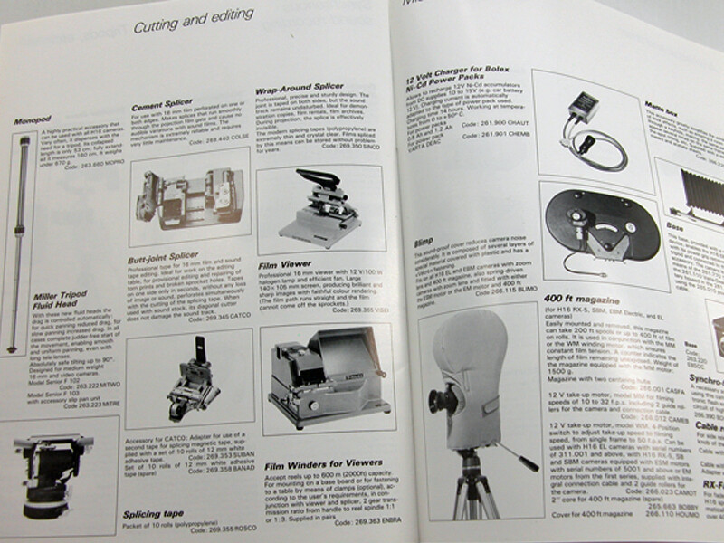 Original Factory BOLEX SALES CATALOG 16mm Reflex H16EL EBM Lenses Motors & Acces