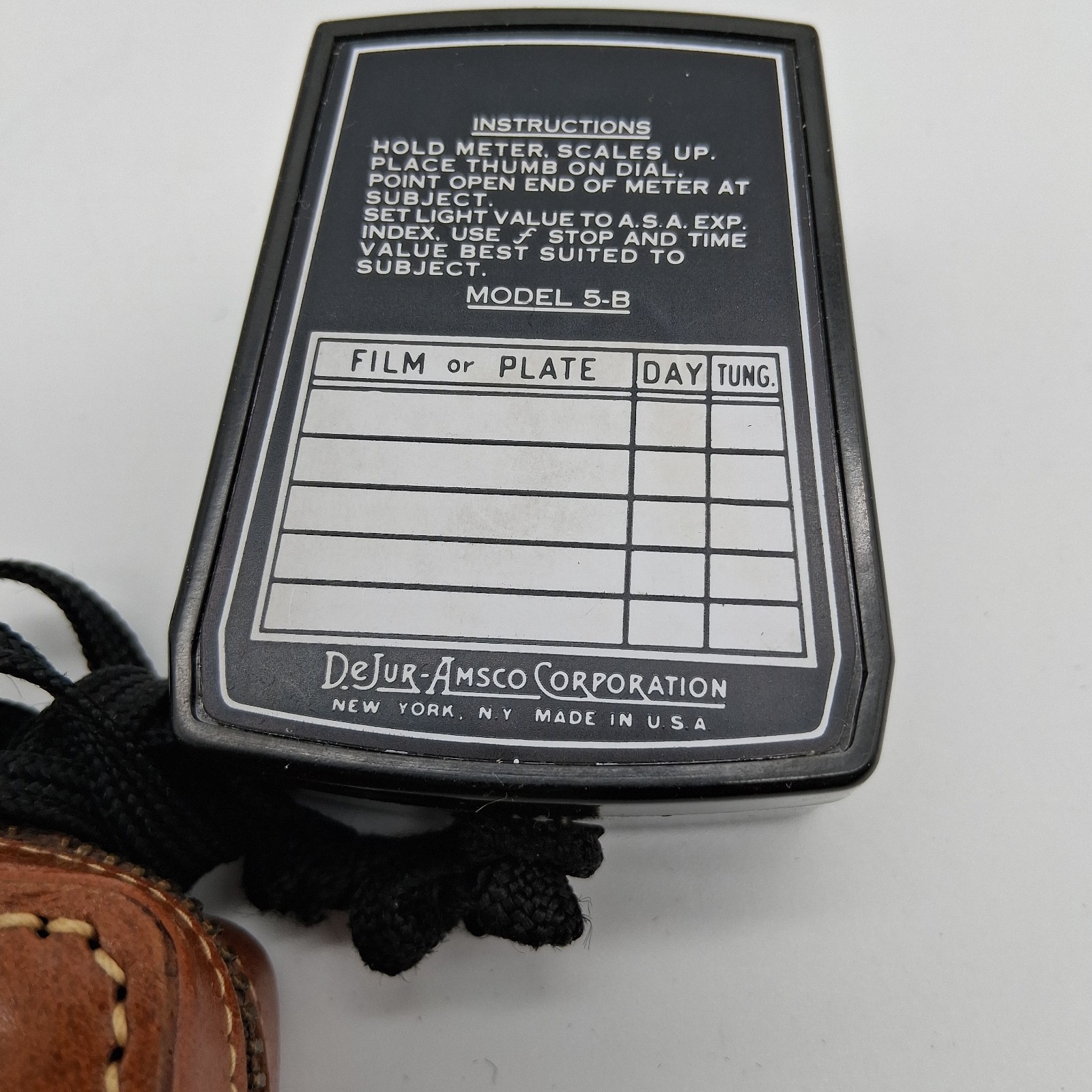 Vintage DeJur Amsco Model 5-B Light Meter Works w/ Case USA