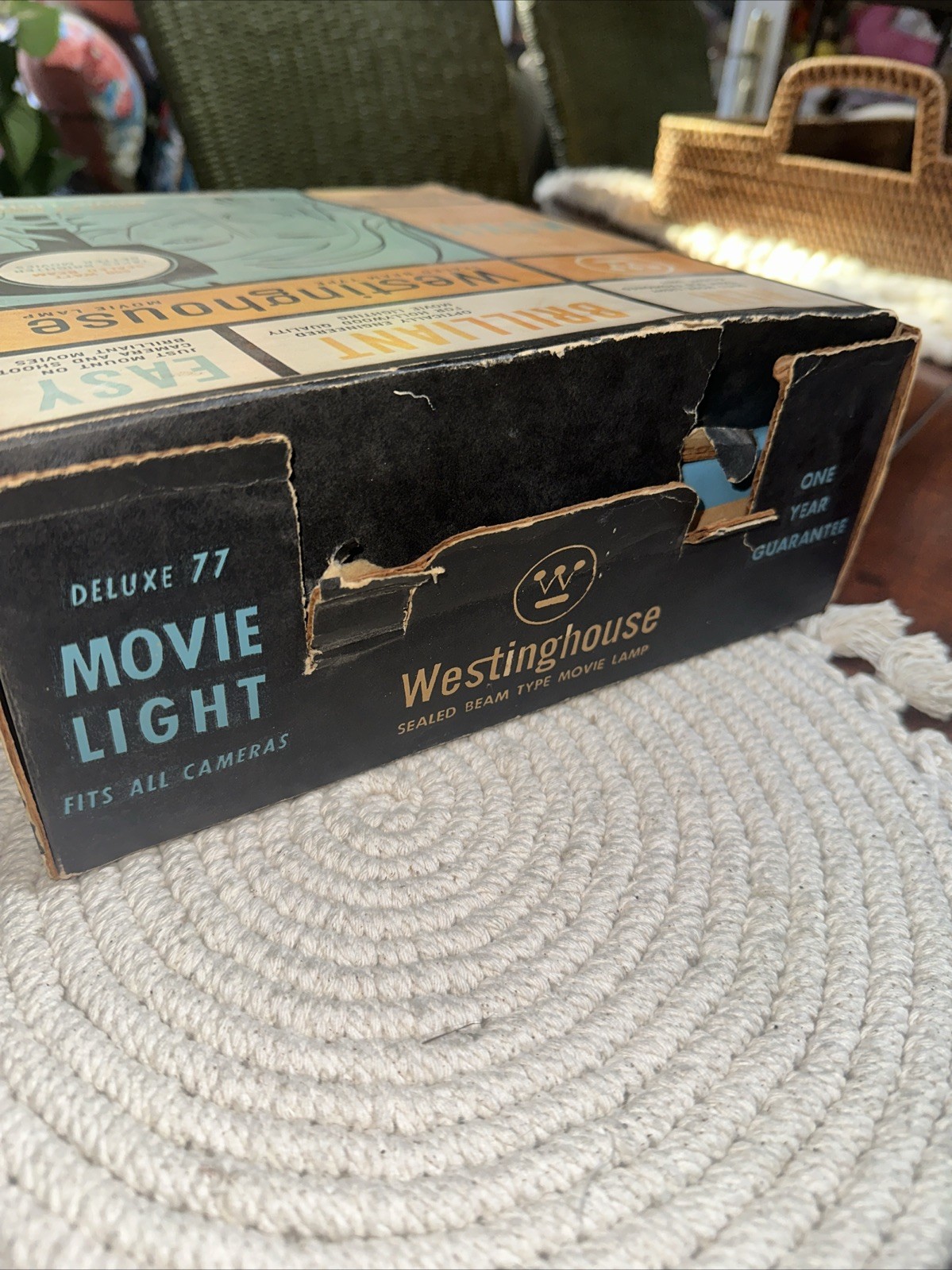 Vintage Westinghouse Deluxe 77 Beam Movie Light Camera Box Retro F9
