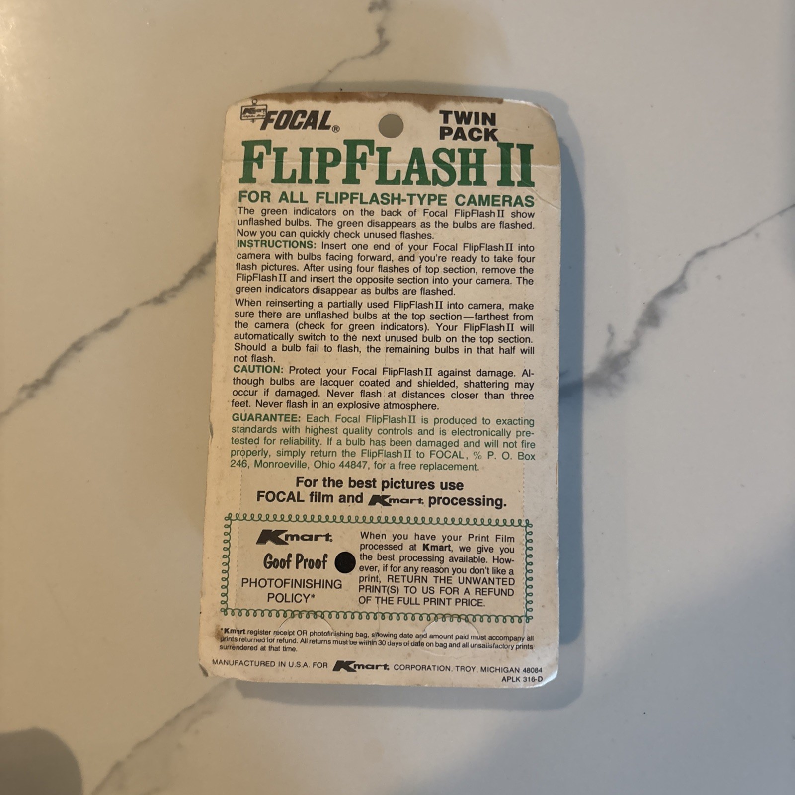 Vintage 1970s KMart Twin Pack Flip Flash II Flash Bars NOS Full Christmas Photos