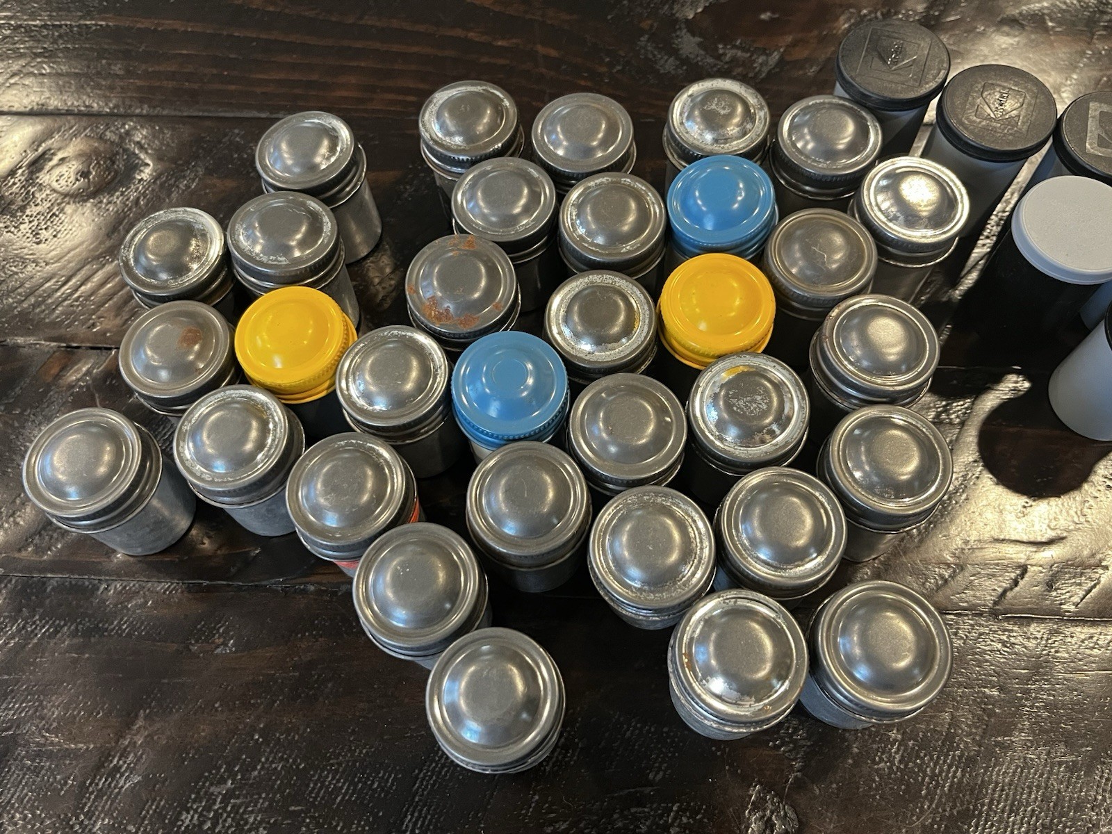39 Empty Vintage 35mm Film Canisters Aluminum & Plastic
