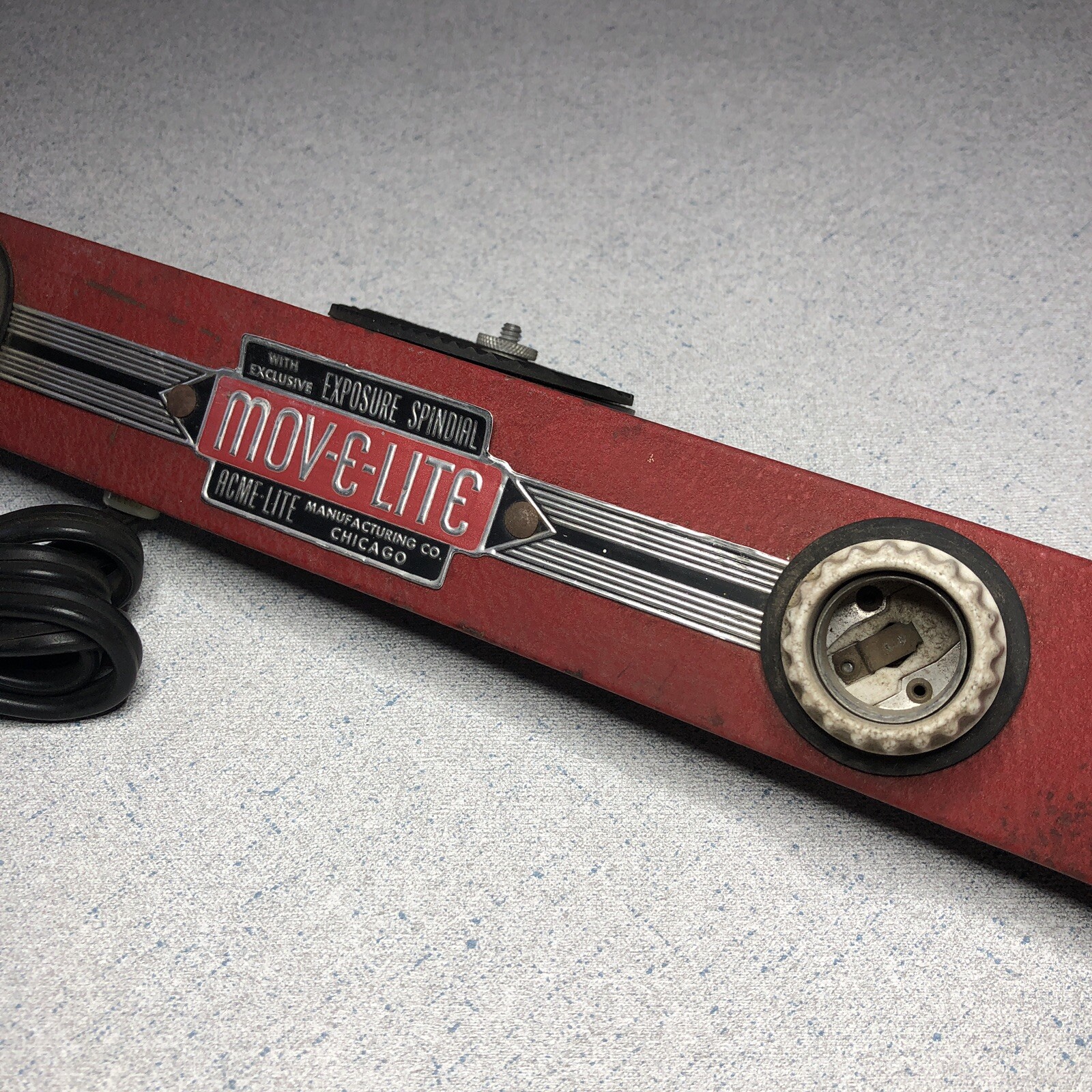 Acme-Lite Mov-E-Lite 4 Light Bar Red Black Made In Chicago Tested Works Vintage