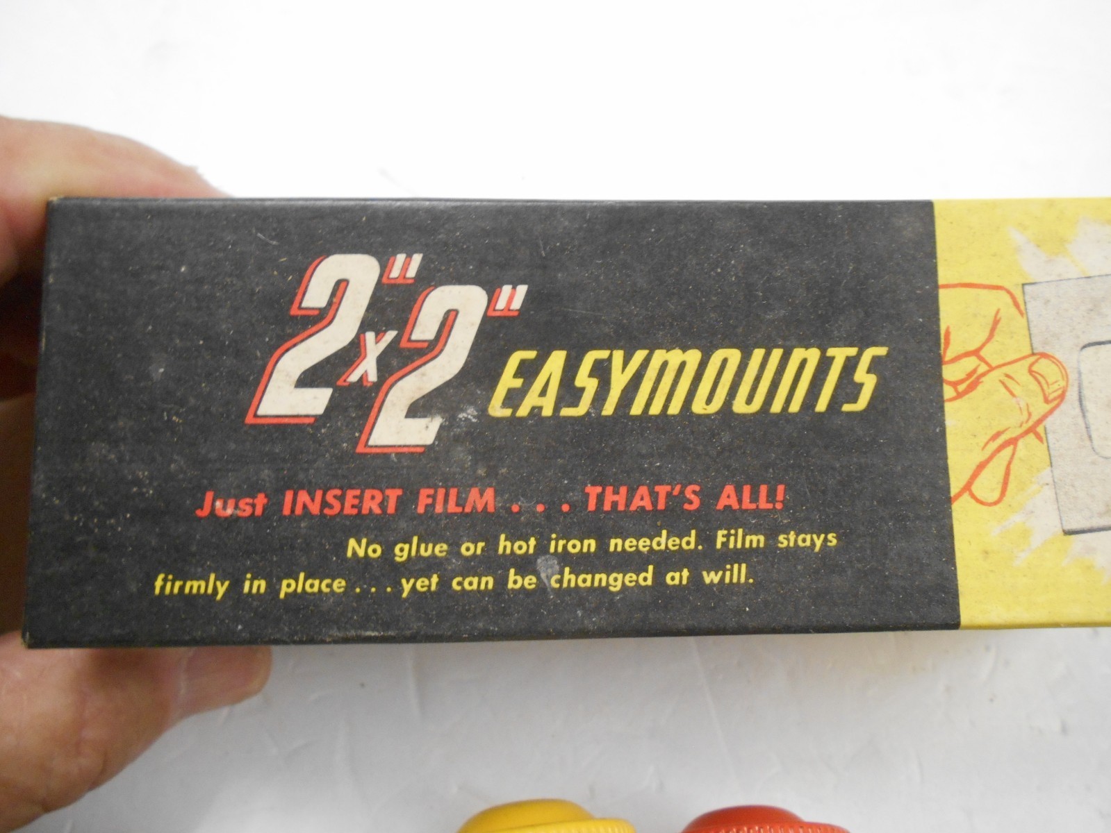 Vintage 2″x2″ EASYMOUNTS for Film Slides and 3 Film Cans