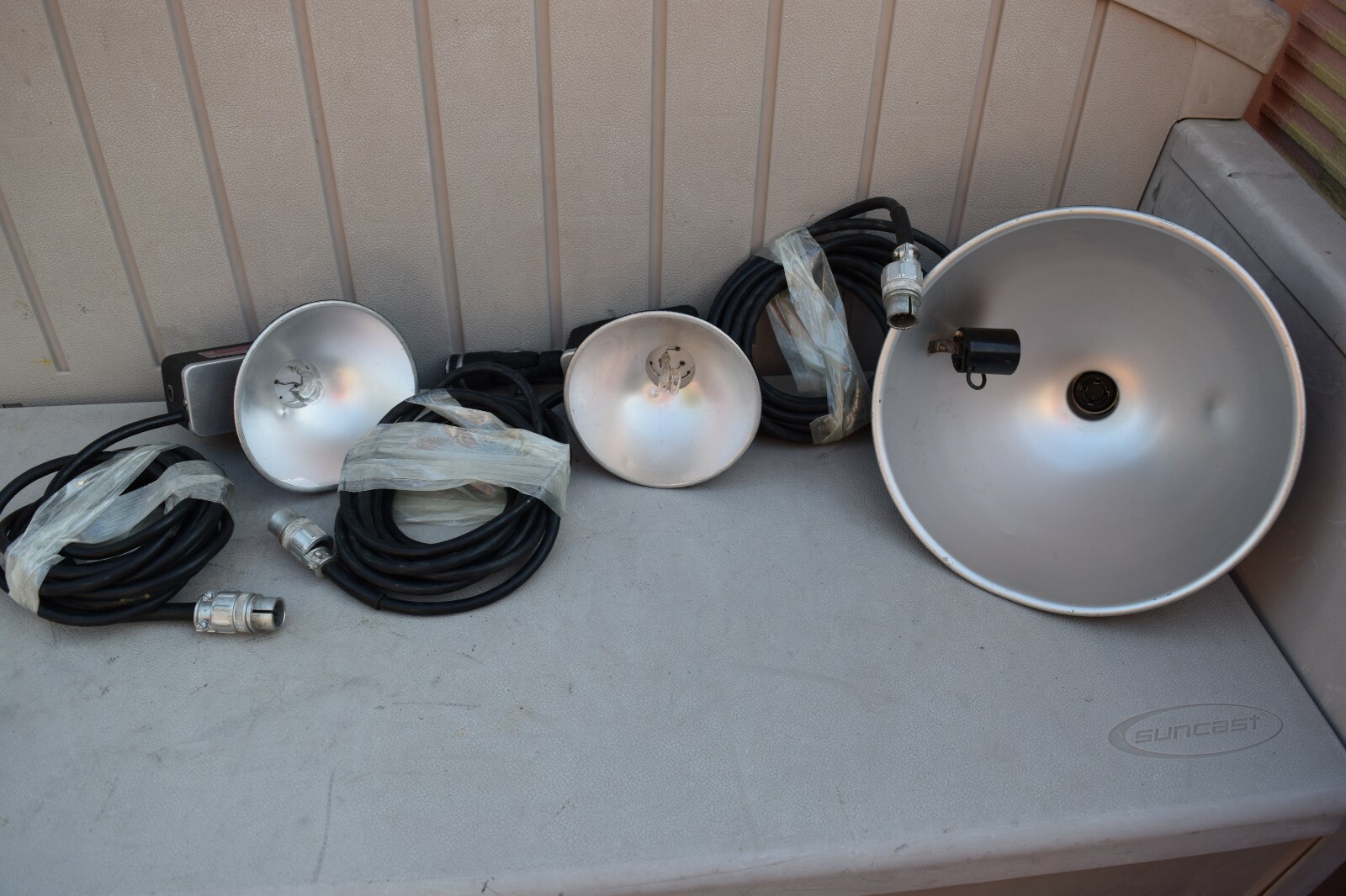 Vintage Set of 3 Norman Enterprises LK125D Lampheads Flood Light Photo Equipment