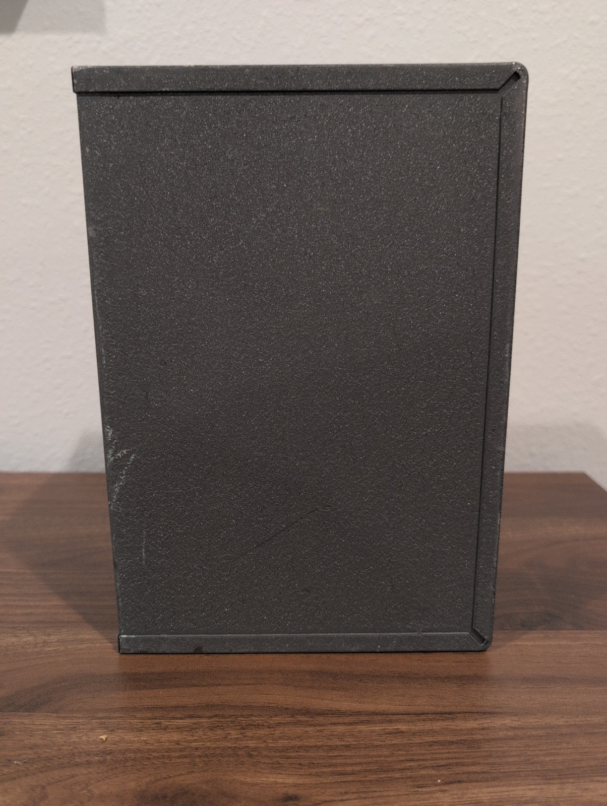Vintage Bramburger Grey Steel 8mm Movie Reel Box Carrier W Handle 10″