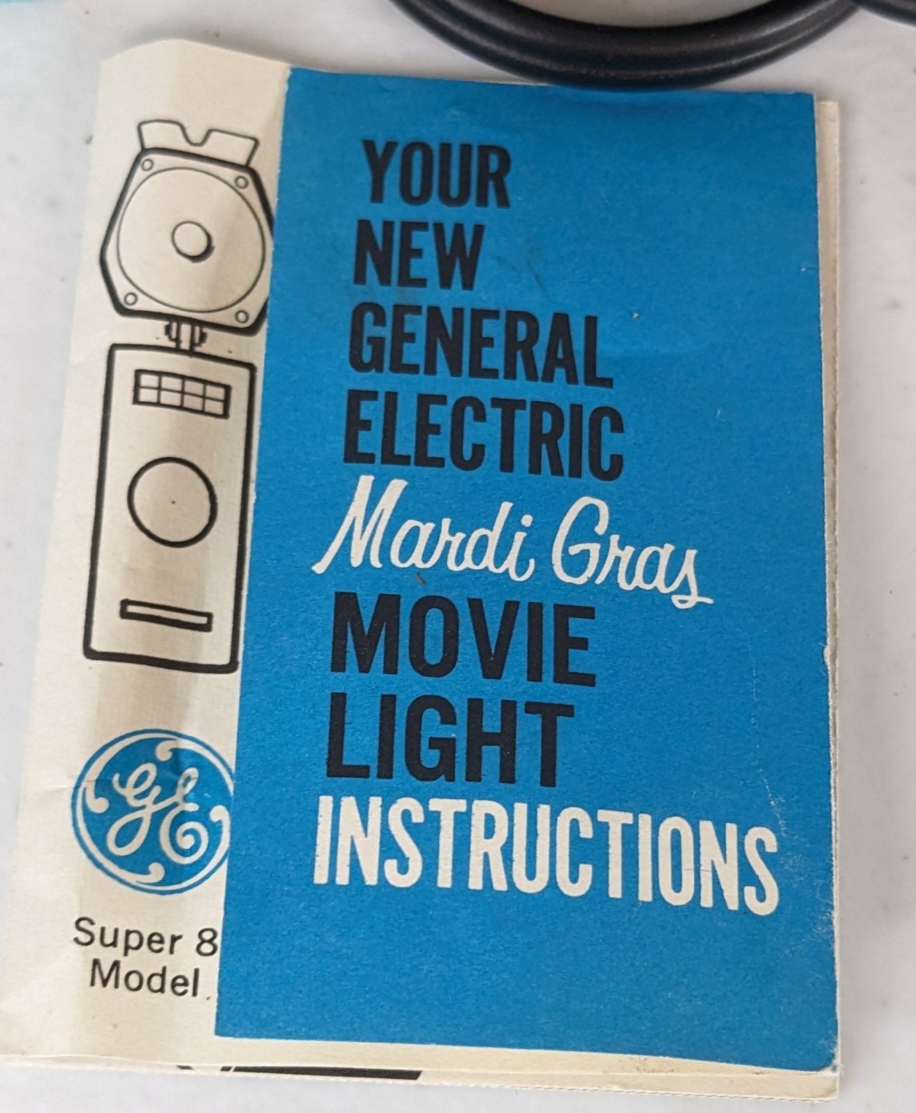 Vintage GE Mardi Gras Super 8 Movie Light MG-2C Tested Working w/Box Instruction