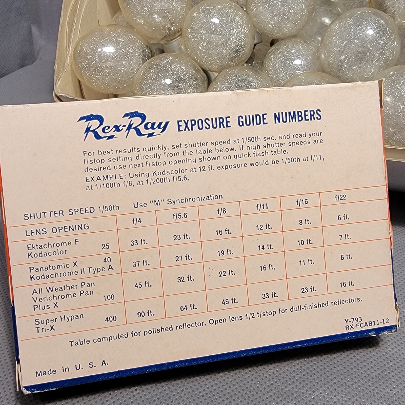 Rex-Ray No. 5 Flash Bulbs -10 Bulbs NO BOX