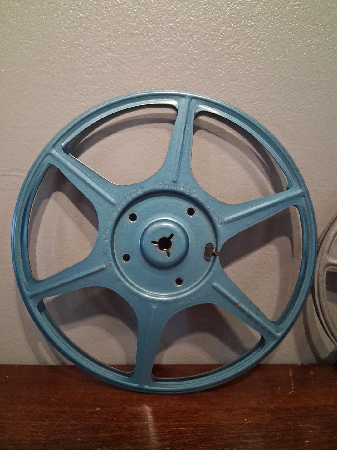 TWO VINTAGE METAL MOVIE REELS 1 COMPCO 1 KENCO USED CONDITION