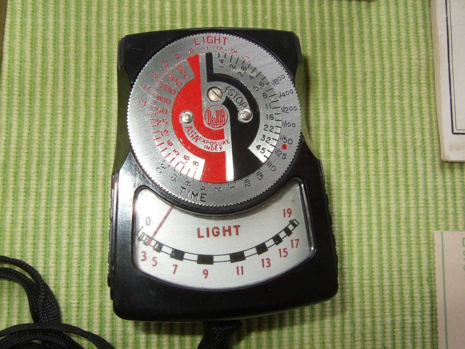 Vintage DeJur Exposure Meter with Strap ~ Made in USA Box Instruction Book 5B