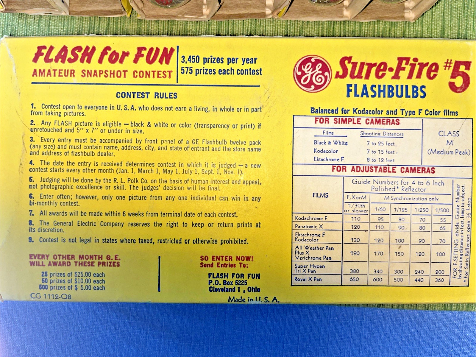 General Electric Sure-Fire #5B Flashbulbs for Vintage Cameras