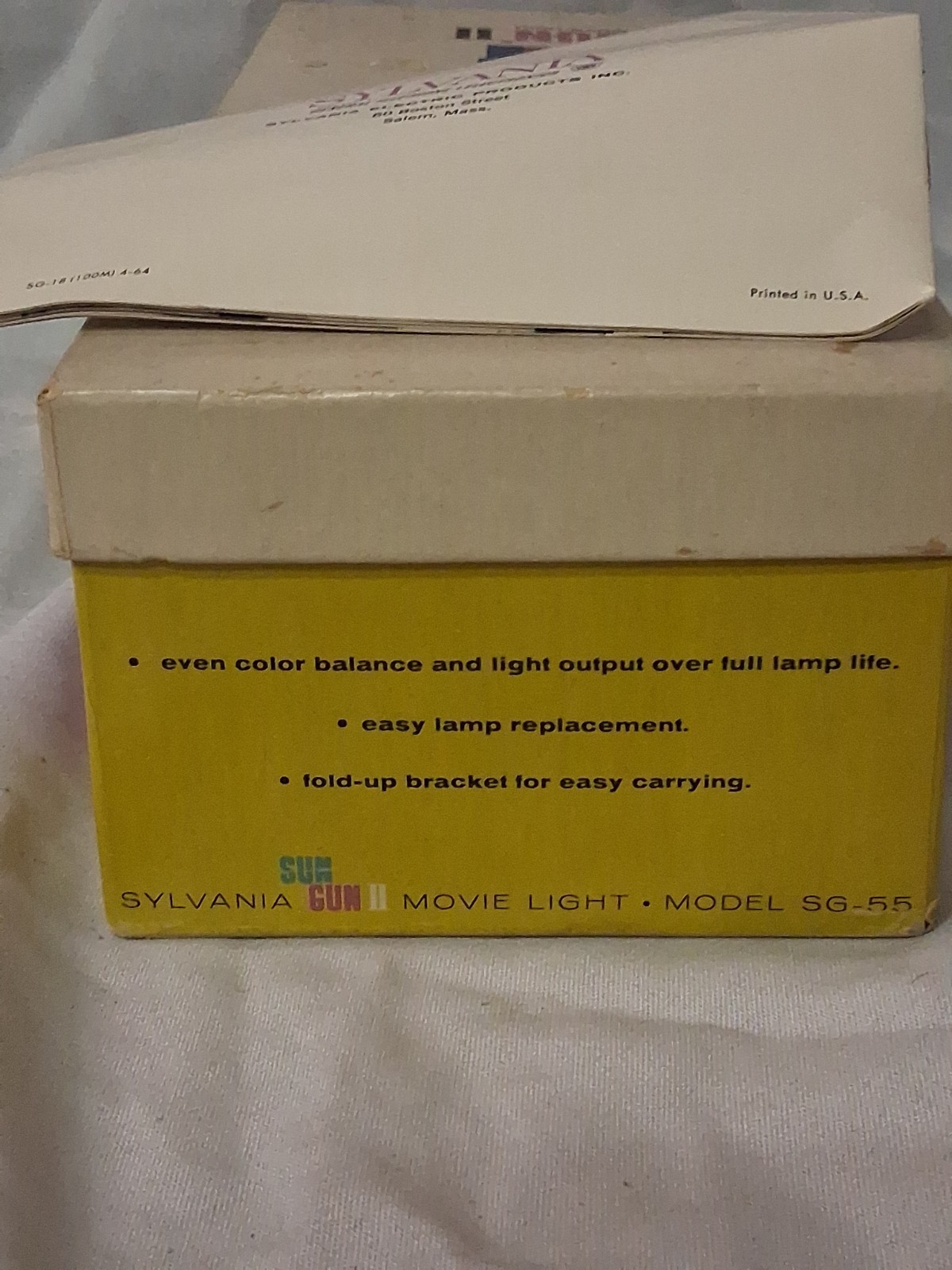 Sylvania Sun Gun II Model SG-55 Movie Light In Original Box W Manual Untested
