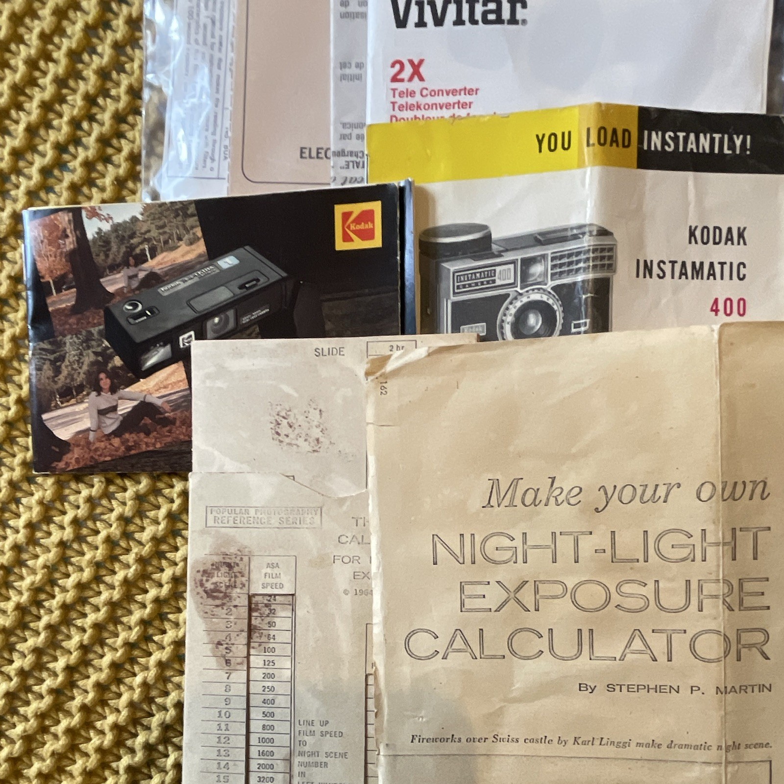 Vintage Camera Accessory Lot Manuals Lens Caps Straps Kodak Polaroid Nikon
