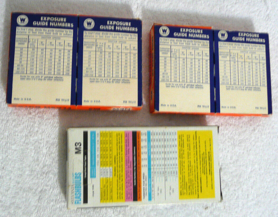 NEW OLD STOCK VTG SYLVANIA BLUE DOT M3 & WESTINGHOUSE M5 ZIRCONIUM FLASHBULBS