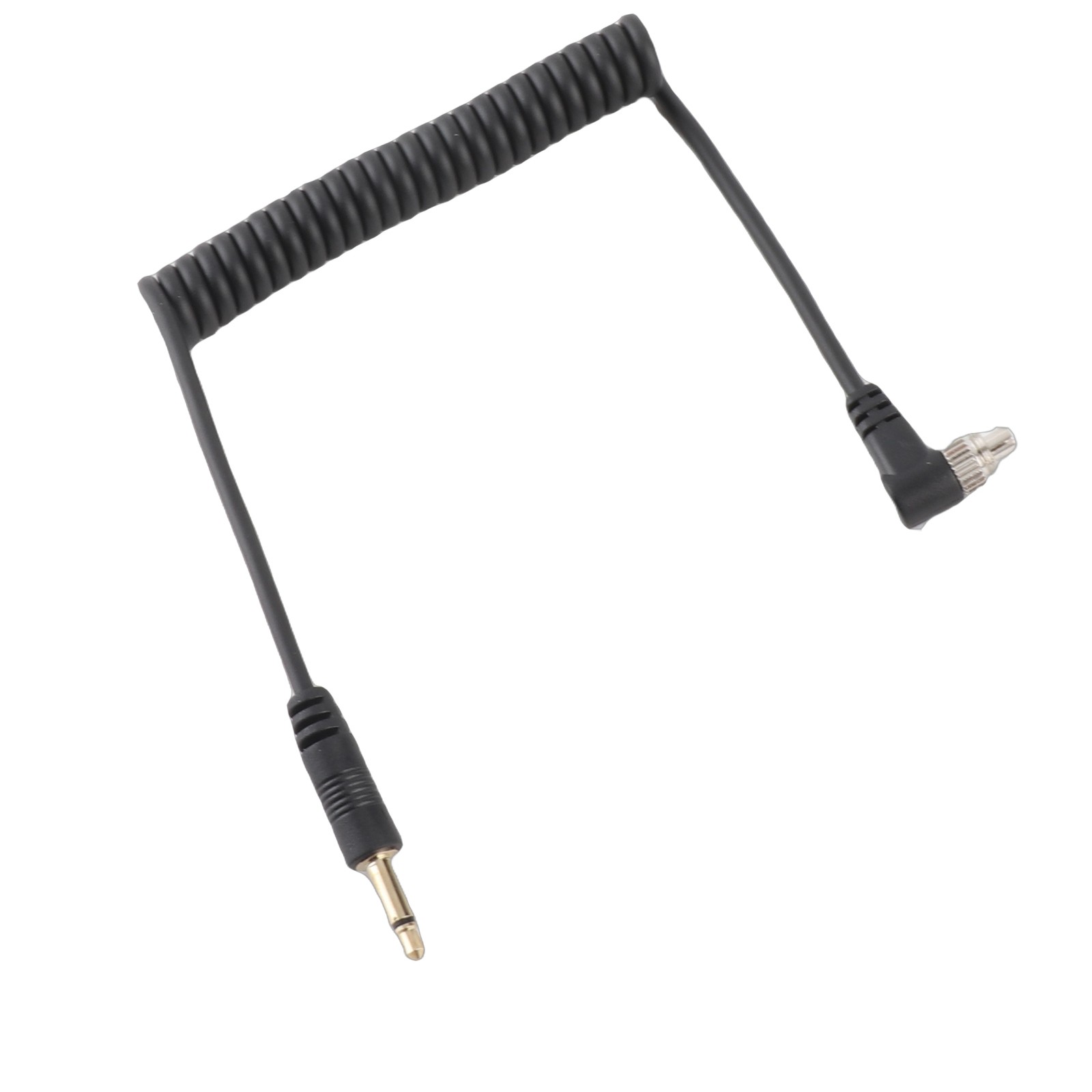 2pcs Universal 3.5mm To Male Flash PC Sync Cable Coiled Cord With Screw Lock For
