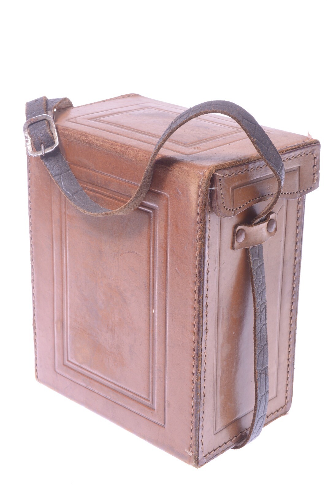 ✅ UNBRANDED 9X14.5X17.5CM ANTIQUE LEATHER CASE FOR GLASS PLATE, STEREO CAMERA