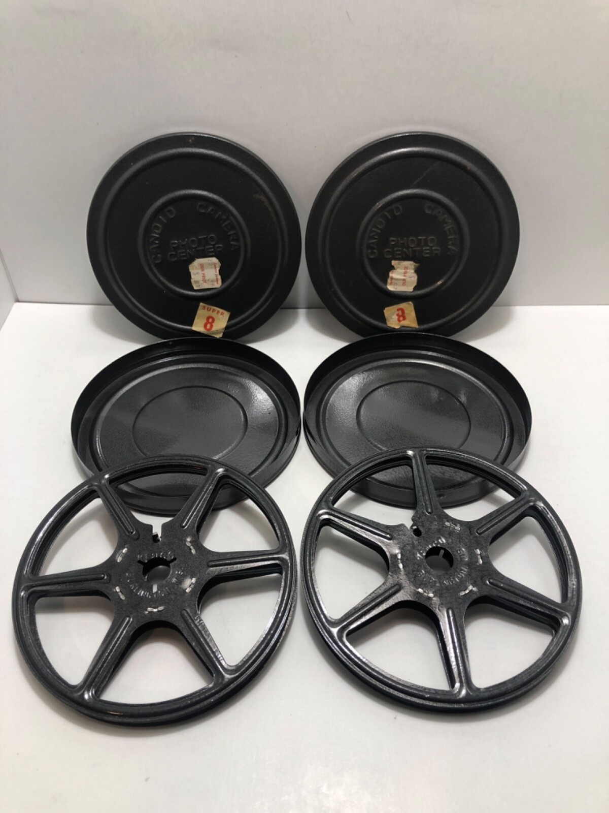 KENCO Regular 8mm Std 8 Movie Auto Take-up Metal Reel & Can WIsconsin X2