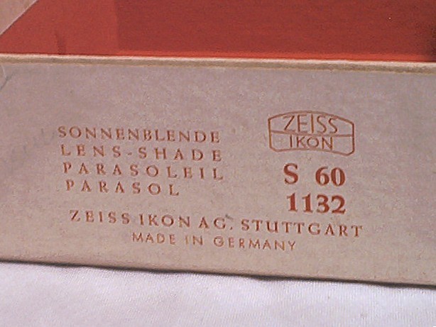 ZEISS S60 1132 60MM SCREW ON METAL LIGHT HOOD IN SATIN CHROME – UNUSED IN OB