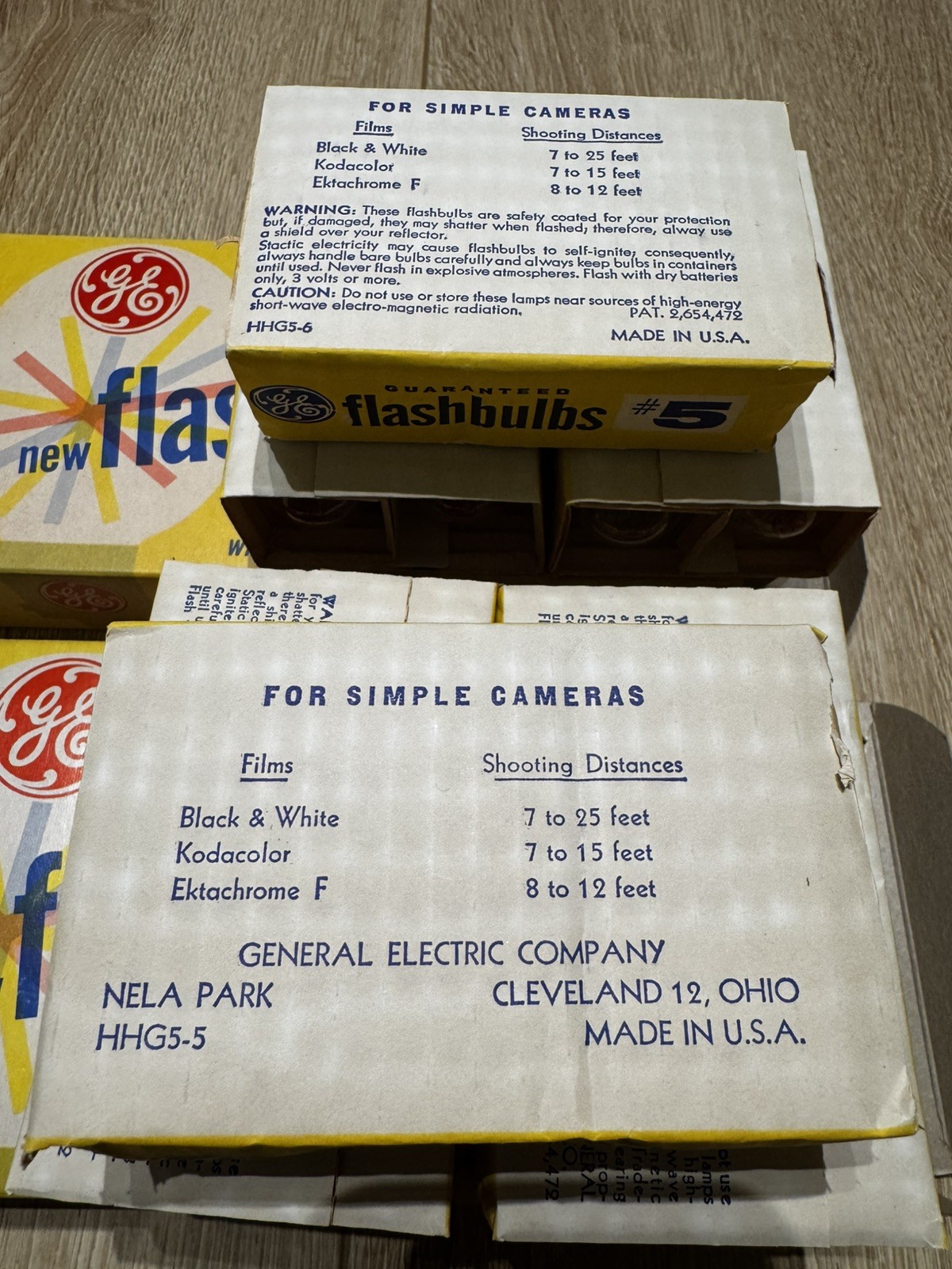 Vintage 2 Box Lot of GE #5 Flashbulbs – Rhenium, Original Boxes, Unused 24 Bulbs