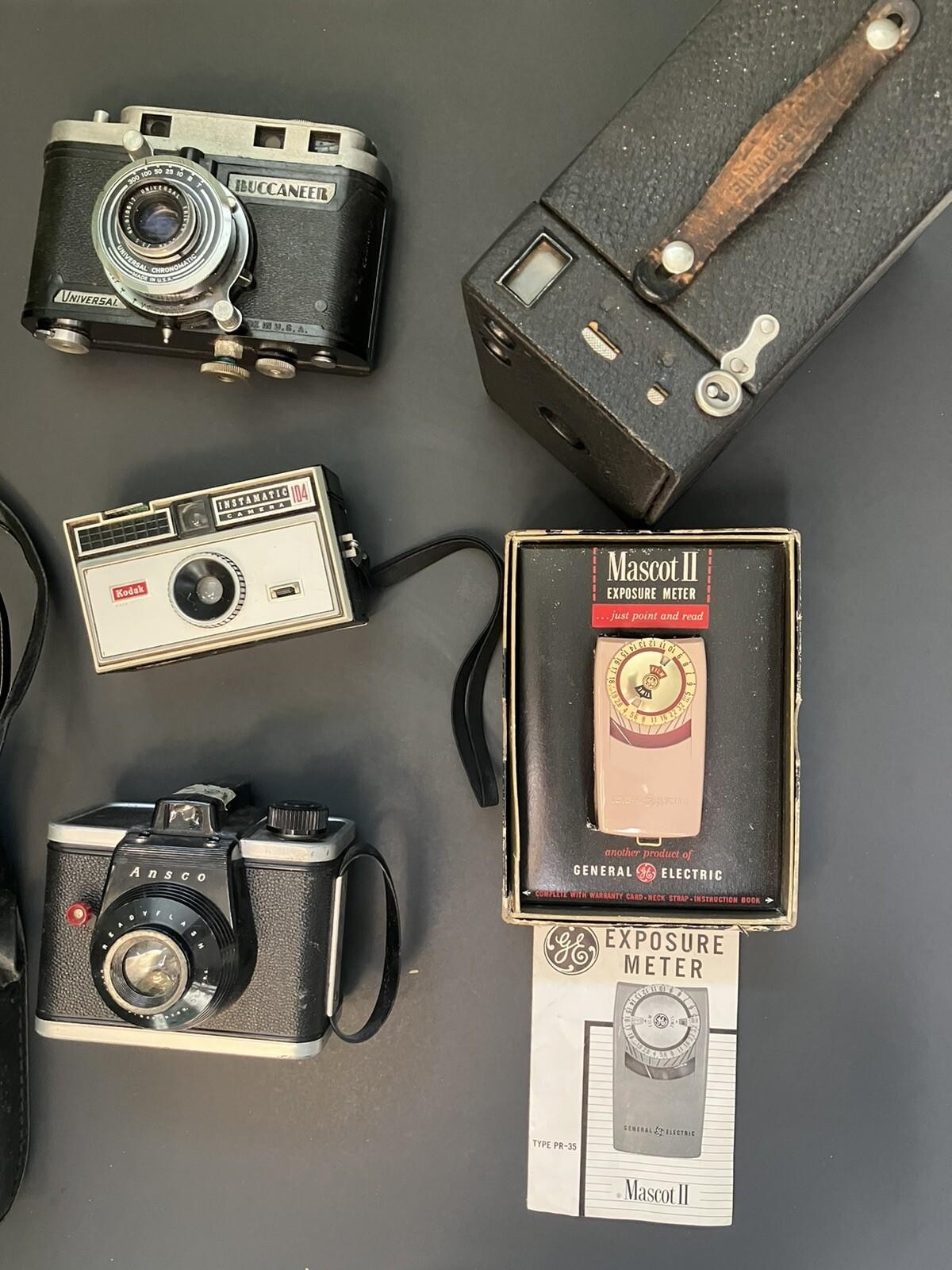 Assorted Lot of Vintage Cameras, Flash-Master, Universal Chronomatic, Instamatic