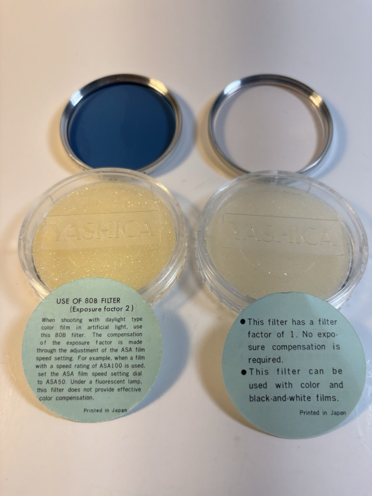 Yashica IA & 80B Blue Lens Filter 55mm Silver Made in Japan Vintage MINT