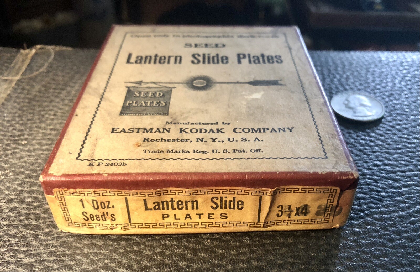 Seed Lantern Slide Plates & Box Eastman Kodak Co. 3-1/4” X 4” Size