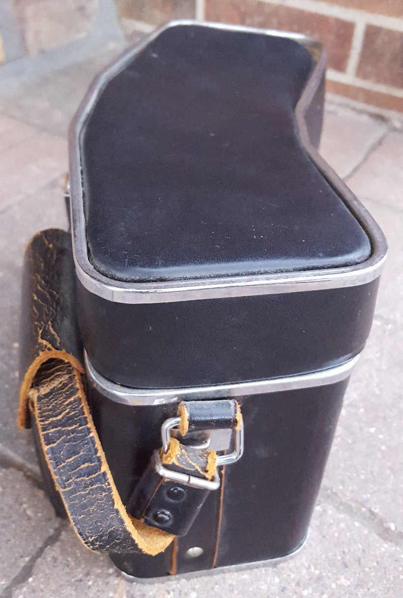 Vtg Camera Case-Black Genuine Top Grain Cowhide Leather-Handcrafted in Japan-Old