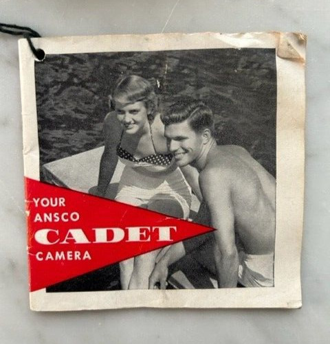 Vtg 50’s ANSCO CADET Camera outfit in original box w/flash,manual,bulbs, & film