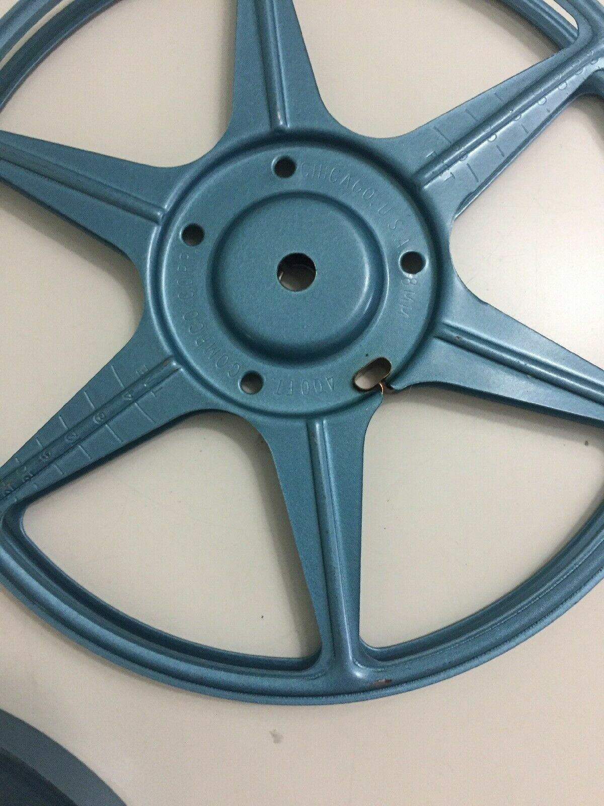 8 mm 400 ft Blue Metal Compco Corp Film Reel & Canister Ft. Myers Photo Supply