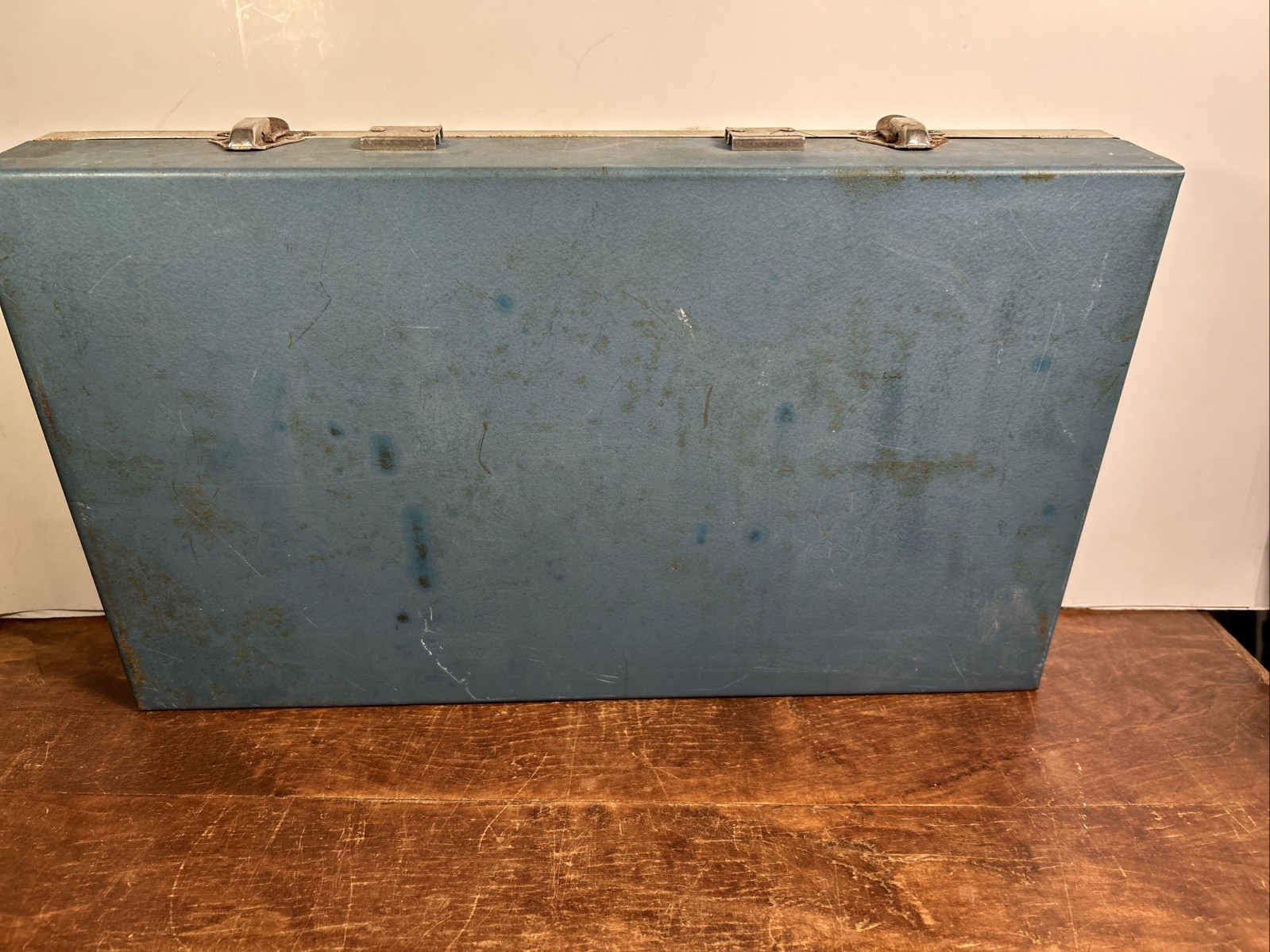 Vintage Metal Slide Storage Box Case 2” Slides Coins 17×10” No Handle No Divider