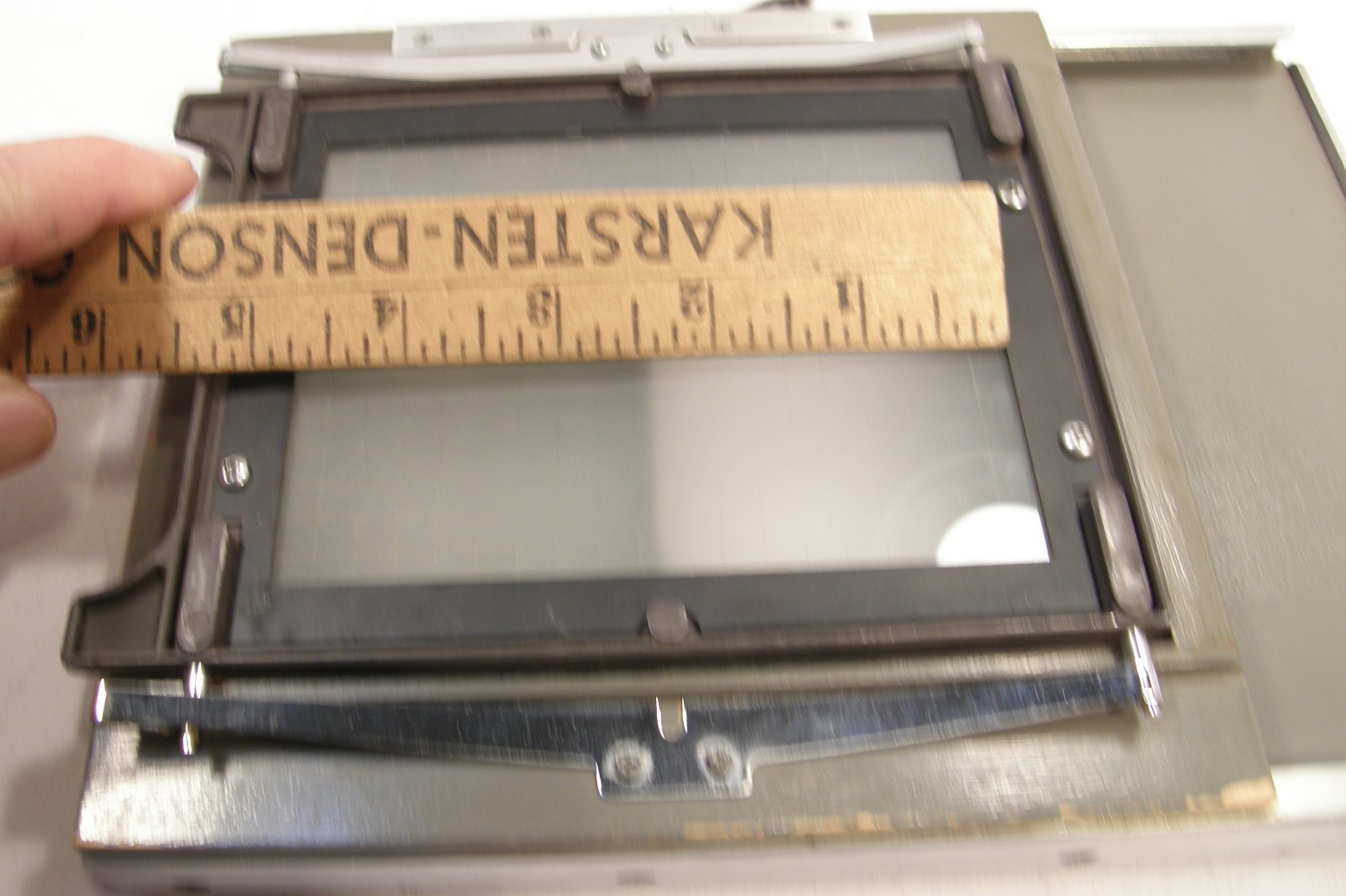 VINTAGE BURKE & JAMES SLIDING BACK REDUCER 3 1/2″ X 4 3/4″ GROUND GLASS W/GRID
