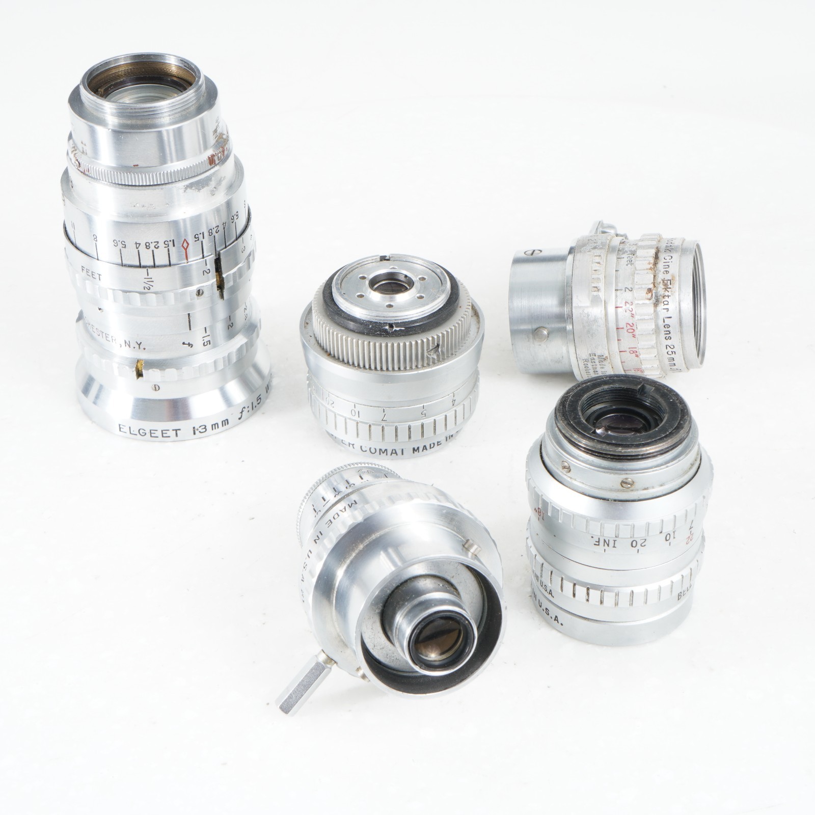 – LOT OF 5 CINE LENSES FOR MOVIE CAMERAS FOR PARTS/AS-IS/#4