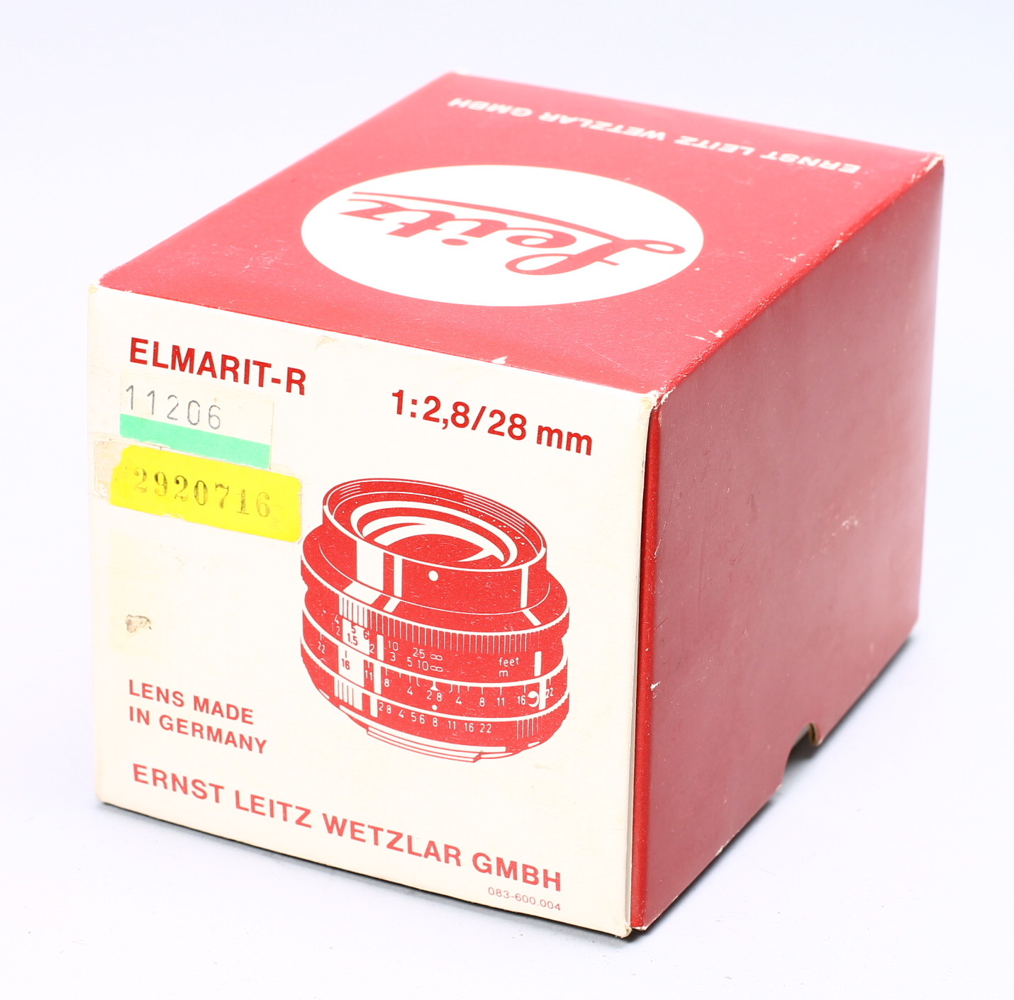 ERNST LEITZ LEICA ELMARIT-R 28MM F/2.8 LENS BOX ONLY