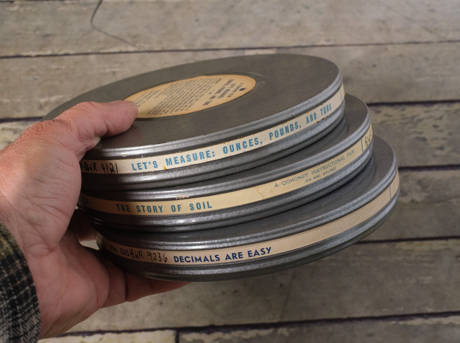 Vintage COMPCO Coronet Films 16mm 400′ Gray Film Canisters Empty 7”-Set of 3