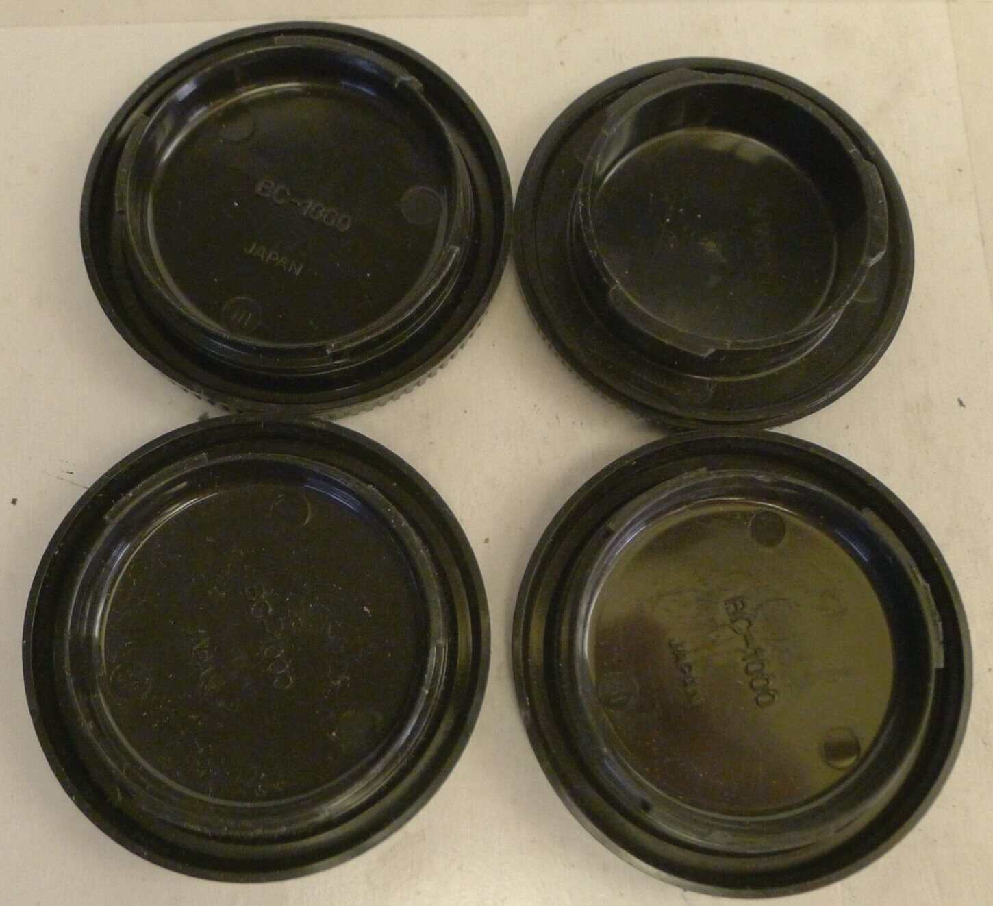 Lot of 4 Genuine Minolta Body Caps 3 are BC-1000, 1 is Unmarked – Japan Made