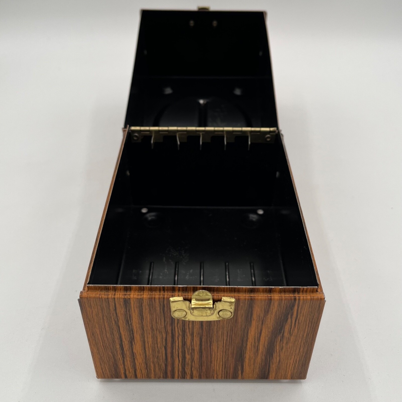 Vintage FOCAL Super 8 Kmart Film Storage Carry Woodgrain Metal Box 1960s 5″ Reel