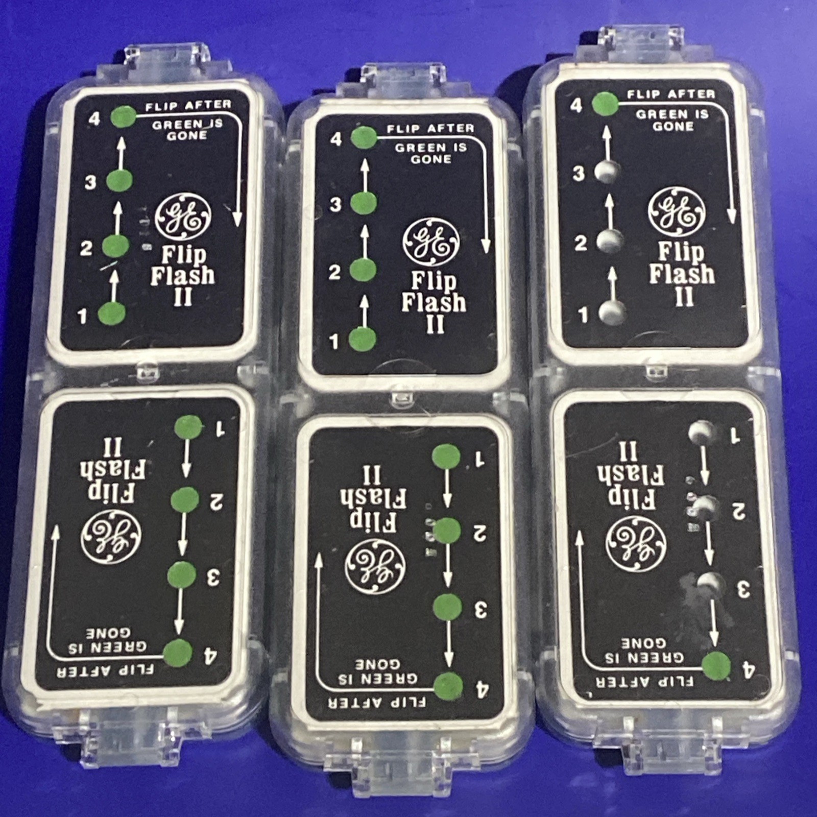 Set of 3 Vintage General Electric Flip Flash II Flash Bars. E66
