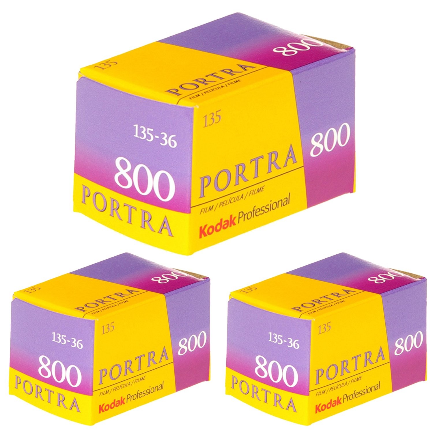 Pack of 3 Kodak 145 1855 Professional Portra 800 Color Negative Film ISO 800