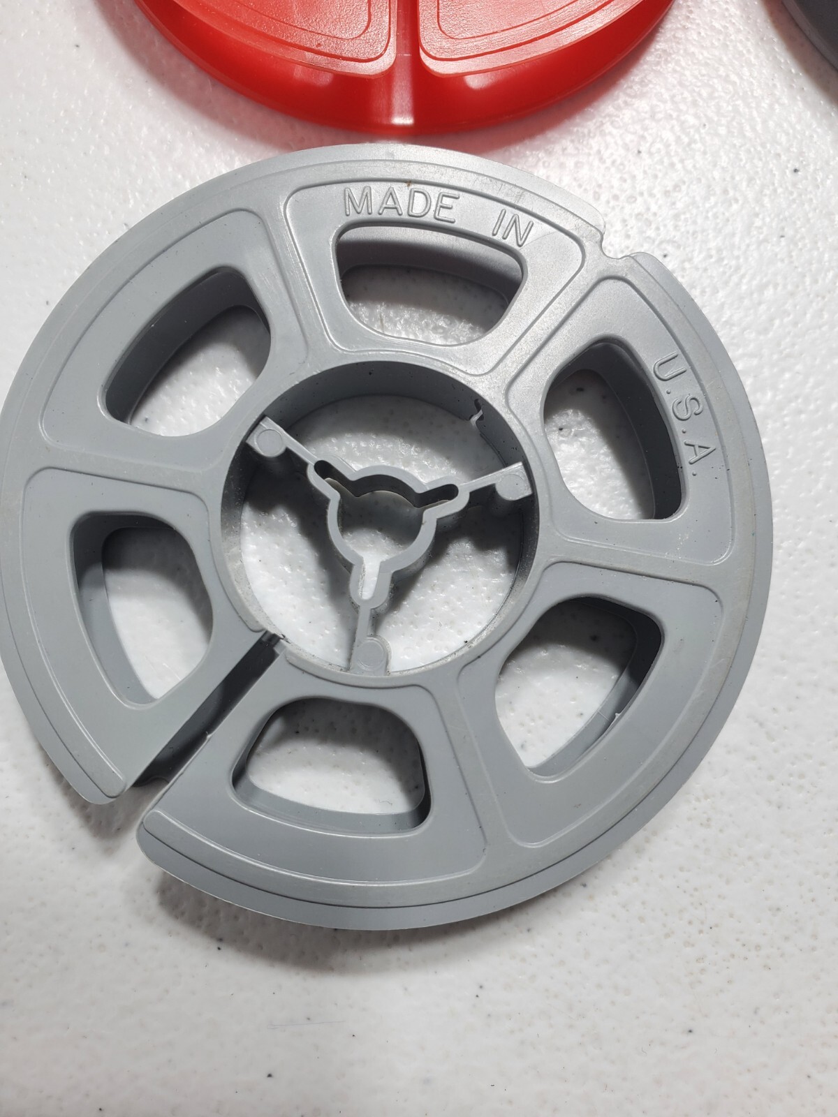Vintage Technicolor/Kodak Plastic Grey And Red Empty Movie Reels
