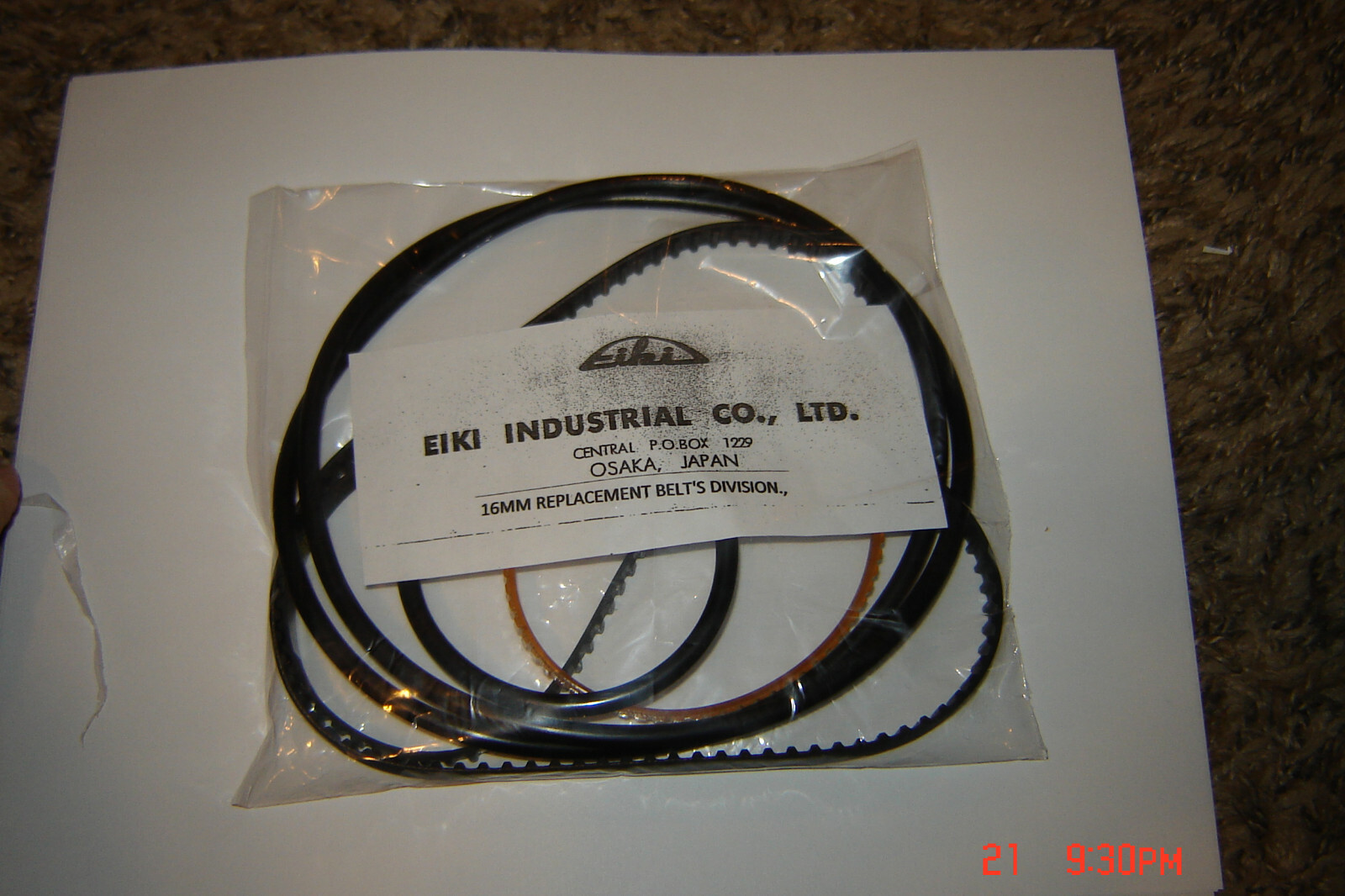 EIKI 16mm Projector Belts For EIKI EX-3000N – 5 Belt Kit, New