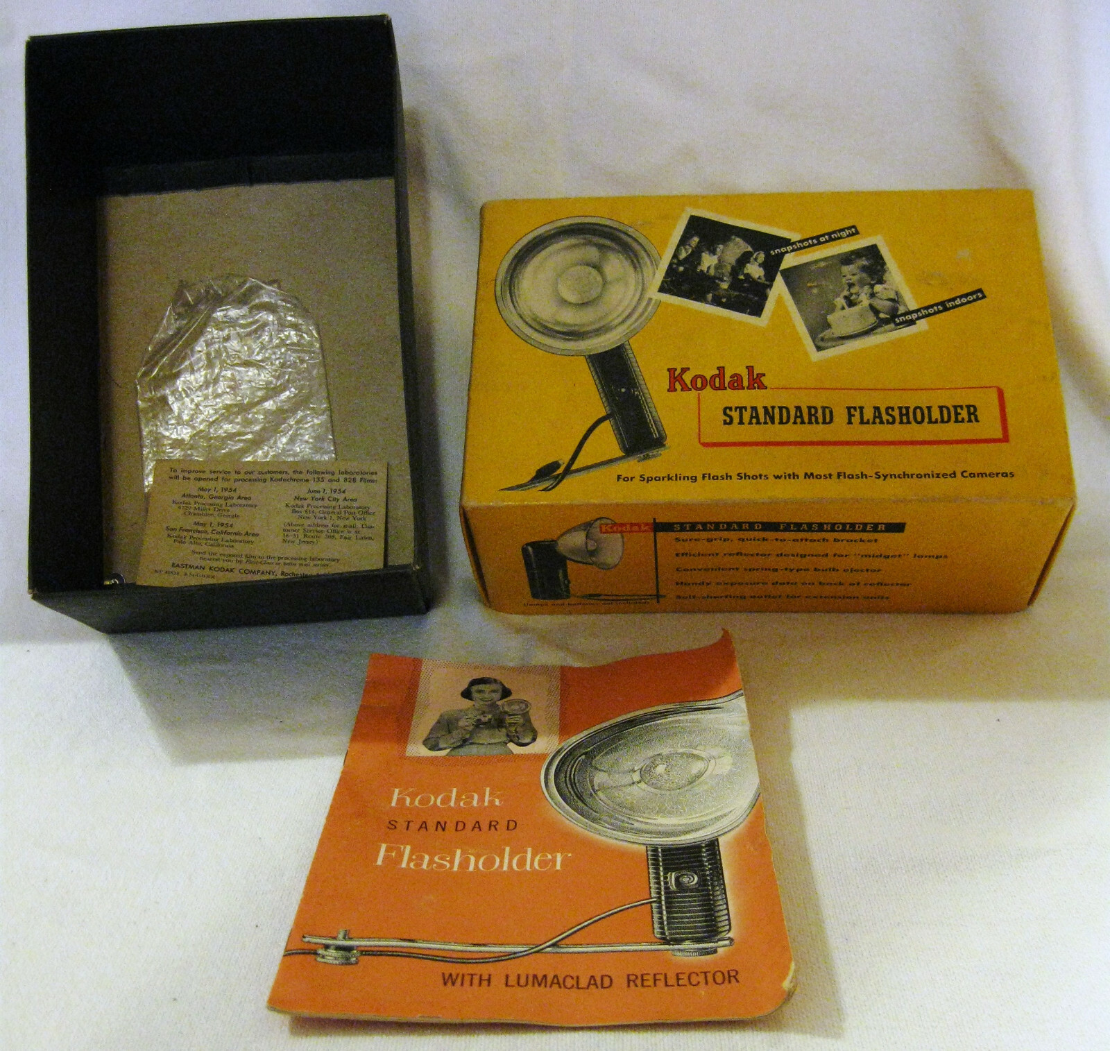 Vintage Kodak Standard Flasholder for Flash-Synchronized Cameras w/ Box, Manual,