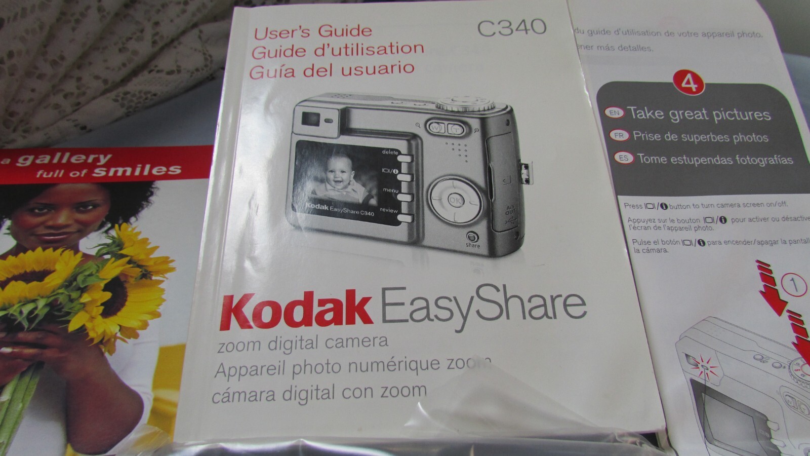 Camera Box, Book, Insert, Transfer Cables for Kodak Easy ShareC340