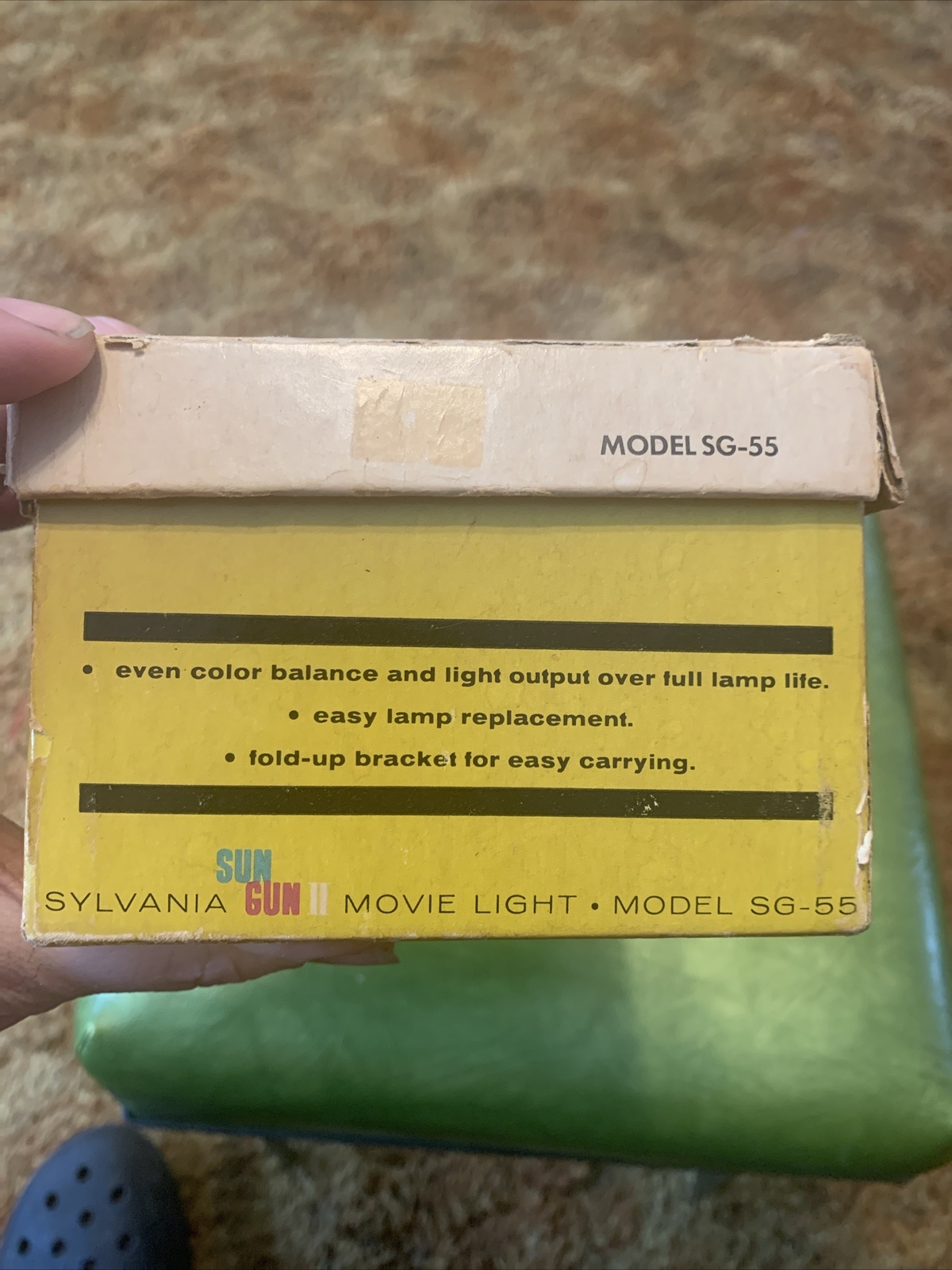 VTG Sylvania Sun Gun II Movie Light Model SG-55 W/ Original Box Tested Working