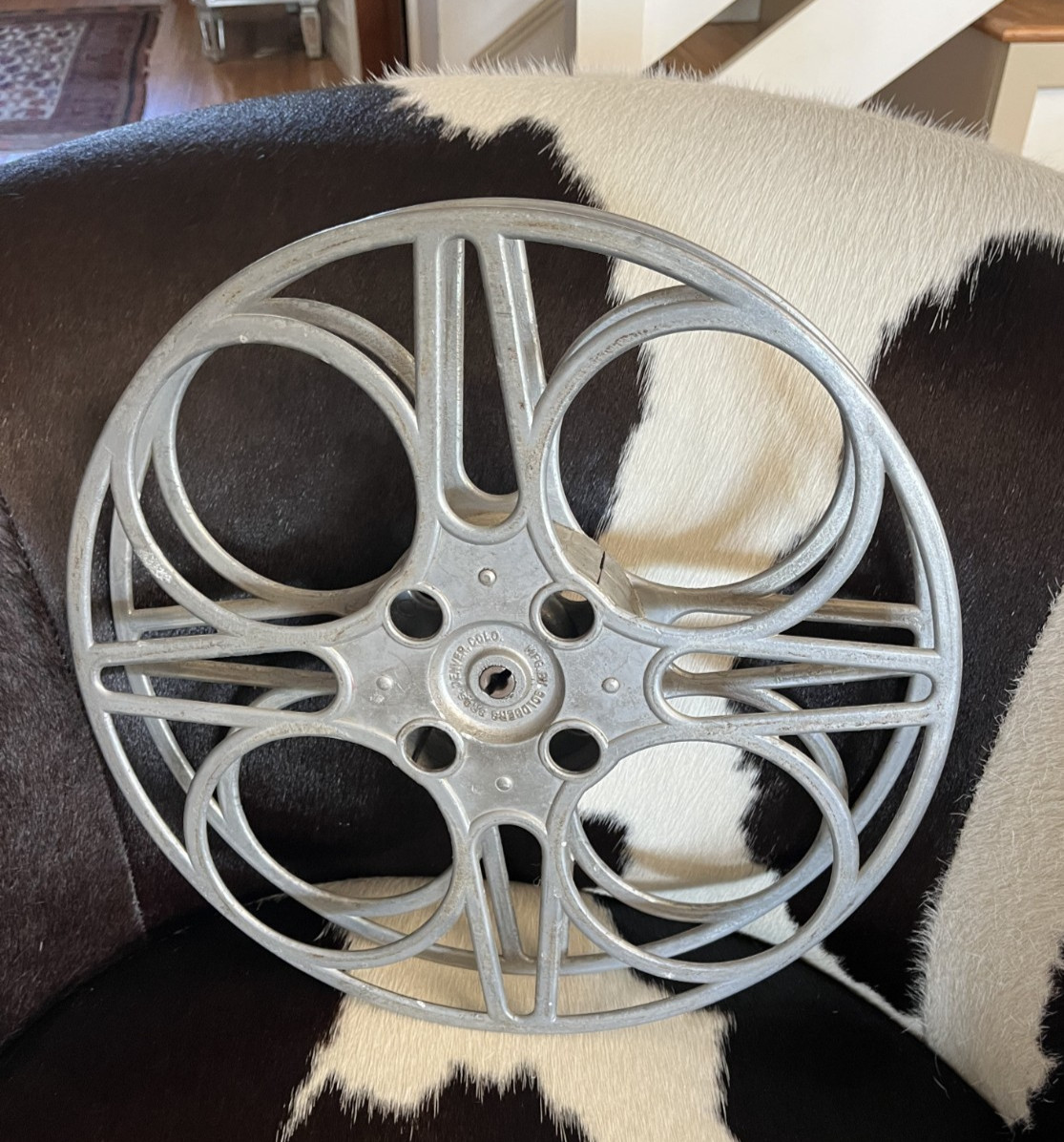 Vintage Goldberg Bros. 15″ Movie Reel 4 holes – Denver Co. Cast Aluminum