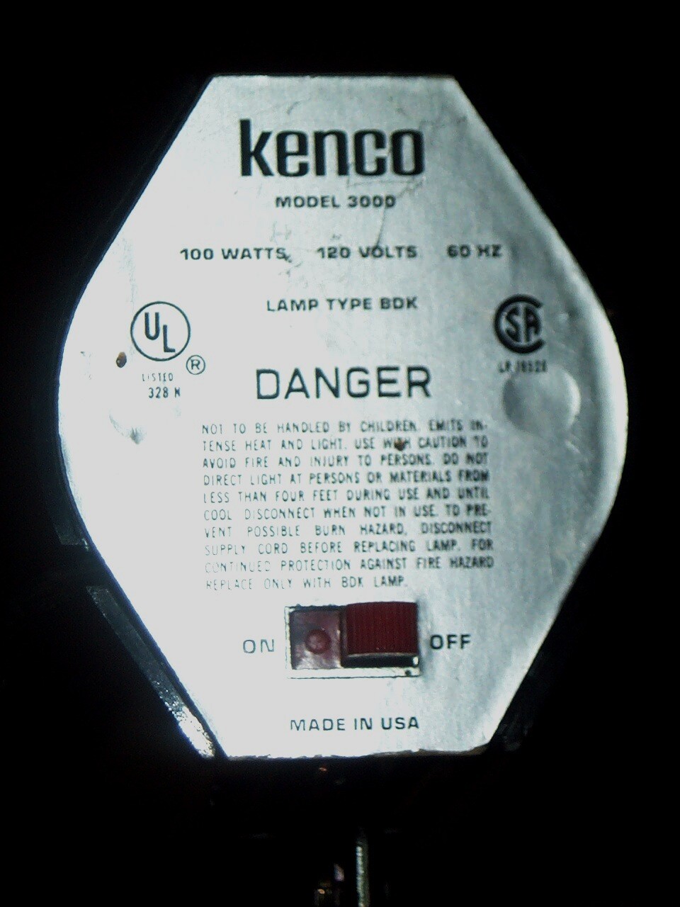 MOVIE LIGHT Vintage KENCO XL Model 3000 Hand Grip Original Box Super 8mm Film