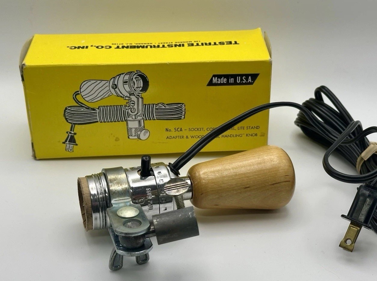 Vintage Fotolite SCA Photography Clamp Light – Testrite USA – Wood Handle – NIB
