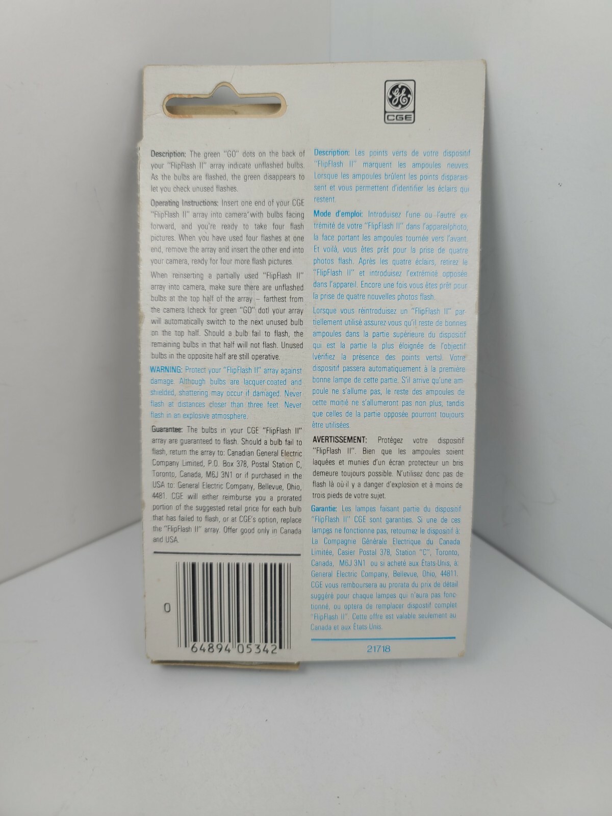 GE Flip Flash II Twin Pack Original Packaging 16 Flashes New Old Stock