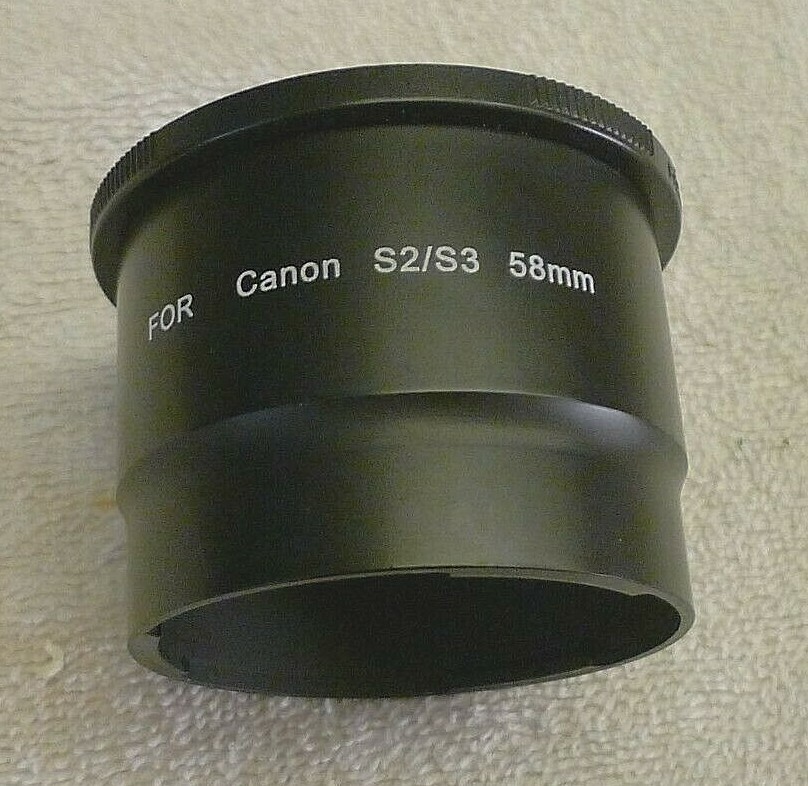 Adapter Tube for Canon S2/S3 58mm – Black Metal – Japan